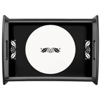 Serving Tray - Holly leaves in black and white