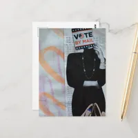 Vote By Mail Woman Mixed Media Collage Postcard