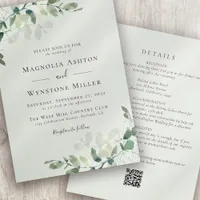 Eucalyptus Sage Green All in One Wedding Invitation