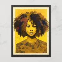 Curly Hair African American Woman Collage Postcard