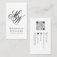 Monogram QR Code Minimalist  Business Card