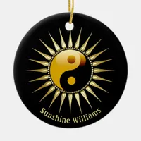 Yin Yang Gold Sunshine Ceramic Ornament