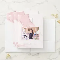 Blush pink marble photo logo business elegant pocket folder