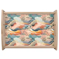 Cozy Autumn Colors Abstract Digital Art Serving Tray