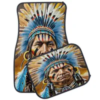 Proud Traditional Native Warrior Car Floor Mat