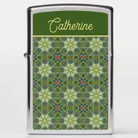 Vintage Green with Blue Flowers Zippo Lighter