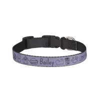 Cute Minimal Dog Theme Purple Name Pet Collar