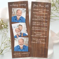 Rustic Funeral Custom 3 Photo Prayer Memorial Bookmarks