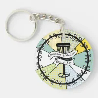 Disc Golf Personalized Couple Established Date   Keychain