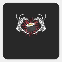 Skeleton Hand Heart Lazy - Halloween Costume Sushi Square Sticker