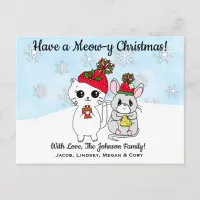 Have a Meow-y Christmas Funny Cat and Mouse Postcard