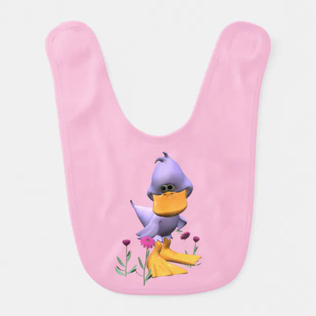 Cute and Shy Purple Duck Baby Bib