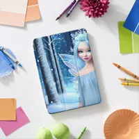 Cute 3d light blue Winter Fairy in the Forest iPad Air Cover