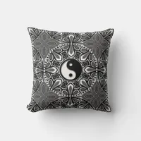 Tribal Black White Yin Yang Geometric Cushion