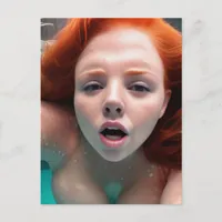 Beautiful Red Haired Woman Underwater Photography Postcard
