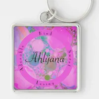 Girly Neon Planets Liquid Art Oil and Acrylic Keychain