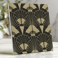 Art Deco Black and Gold Fan Pattern Ceramic Tile