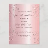 Graduation party pink bubbles invitation postcard