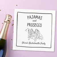 Pajamas & Prosecco Personalized Bachelorette Party Napkins