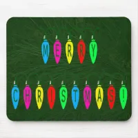 Colorful Merry Christmas Lights Font Mouse Pad