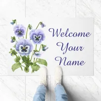 Pansies Personalized Doormat