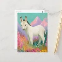 An Adorable White Donkey Postcard