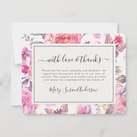 Funeral Pink Florals Memorial Thank You Note