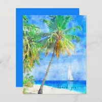 Budget Tropical Island Palm Tree Boat Thank You