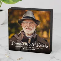 Forever in Our Hearts Sympathy Memorial Photo Wooden Box Sign