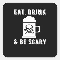 Eat Drink And Be Scary Halloween Beer Vintage Styl Square Sticker
