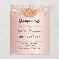 Masquerade rose gold Quinceanera invitation