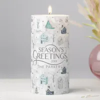 Cozy Home Christmas Teal ID985 Pillar Candle