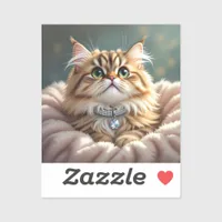Cute Gray Fluffy Tabby Cat   Sticker