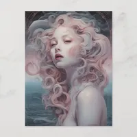 Beautiful Pink Hair Mermaid Postcard