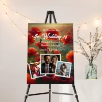 Red Poppies Floral Wedding Welcome Foam Board