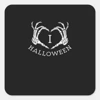 Halloween Skeleton Heart Fall Square Sticker