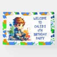 Boy's Gaming Welcome Personalized Birthday Banner