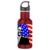 44th President, Barack Obama and Flag Water Bottle