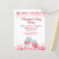 Pink Valentine's Party Food Music Dancing Club Holiday Postcard