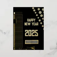 Business happy New Year 2025 urban long logo Foil Holiday Card