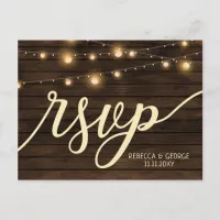 Rustic Barn Wood wedding invitations rsvp Postcard