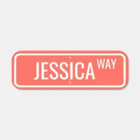 Personalized Living Coral Pink Red Street Name Metal Sign