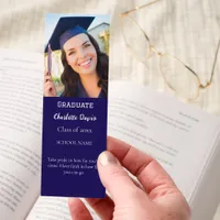 Graduation photo graduate motivational quote blue bookmarks