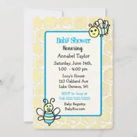 Whimsical Honey Bee Boy's  Baby Shower Invitation