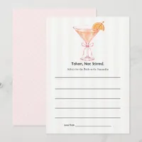 Taken Not Stirred Martini Bachelorette Advice Card