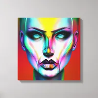 Cool and Creepy Colorful Androgynous Robot  Canvas Print