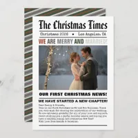 Newlywed Our First Christmas Newspaper Style Photo Holiday Card