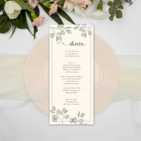 Watercolor Green Eucalyptus Leaves Wedding  Menu