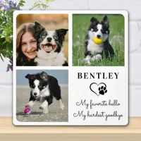 Pet Dog Memorial Modern Personalized 3 Photo Plaque