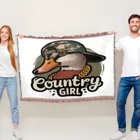 Country Girl Duck Camo Hat Throw Blanket